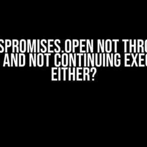 Why is fsPromises.open not throwing an Error and not continuing execution either?